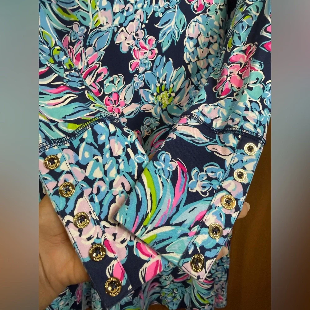 Lilly Pulitzer- Kaisley Dual-Neck, High Tide Navy, Pineapple Paradise Dress XS